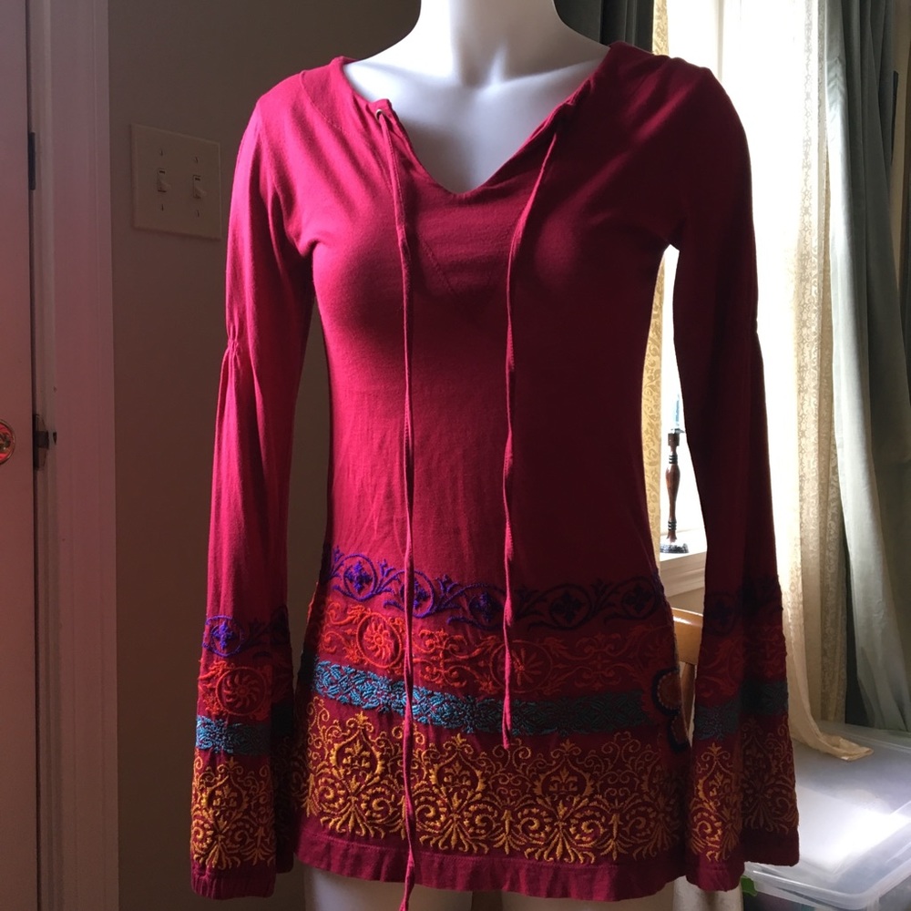 Johnny Was embroidered LS top